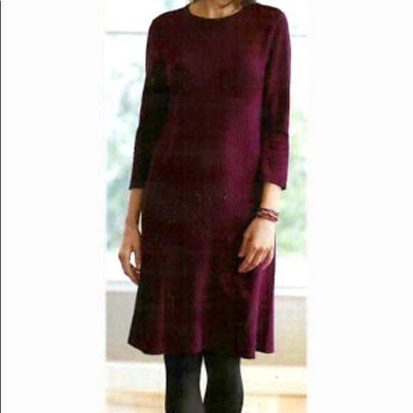 J. Jill Sweater Dress Size Medium Petite Burgundy Diamond Pattern Ponte Knit - Picture 1 of 6